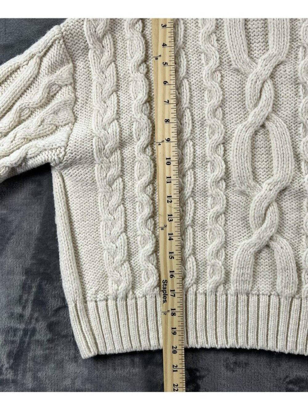 H&M Cable Knit Turtleneck Sweater Women’s Small Ivory Cottage Fisherman - Picture 6 of 6